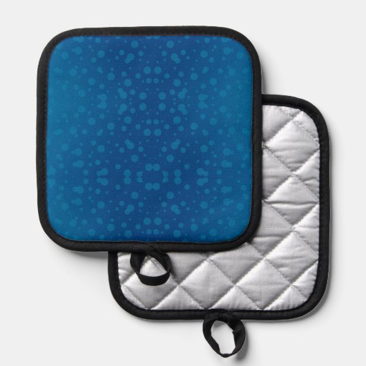 Blue potholder with a subtle dotted pattern  topflappen (Vorderseite/Rückseite)