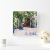 Blue Pottery Quadratische Wanduhr (Zuhause)