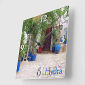 Blue Pottery Quadratische Wanduhr (Winkel)