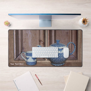 Blue Poulry Teekanne und Cup Schreibtischunterlage