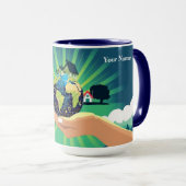 Blue Power Earth Day Vibes Tasse (VorderseiteRechts)