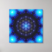 blue power mandala with flower of life leinwanddruck (Vorderseite)