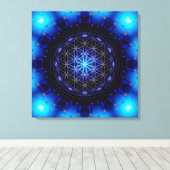 blue power mandala with flower of life leinwanddruck (Insitu (Holzboden))