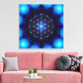 blue power mandala with flower of life leinwanddruck (Insitu (Wohnzimmer))