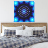blue power mandala with flower of life leinwanddruck (Insitu (Schlafzimmer))