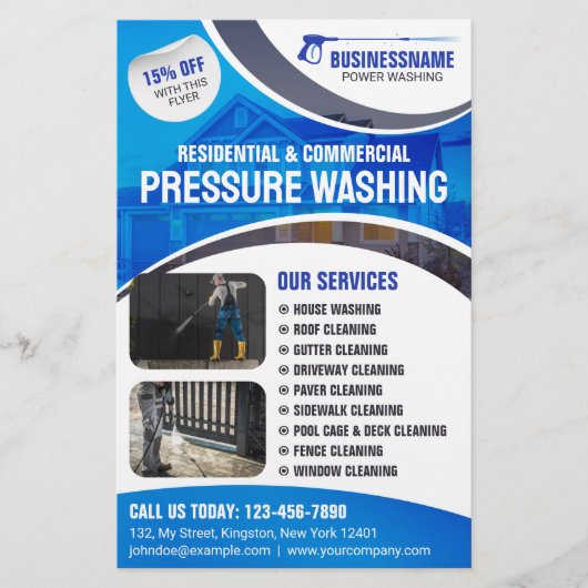 Blue Power Waschpresse Waschhaus Reinigung Flyer (Vorne)