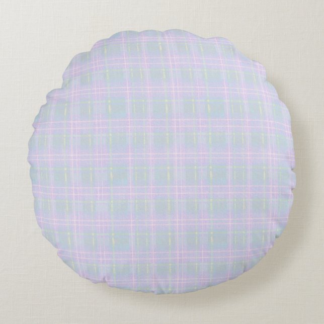  Blue Praire Plaid Rundes Kissen (Vorderseite)