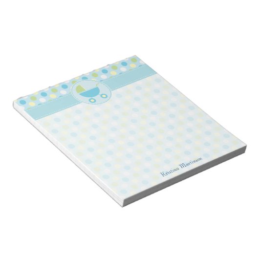 Blue Pram und Polka Dots Notepad Notizblock (angewinkelt)