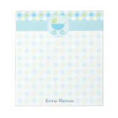 Blue Pram und Polka Dots Notepad Notizblock (Vorderseite)