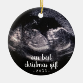 Blue Pregnancy Reveal Ultrasound Foto Weihnachten Keramik Ornament