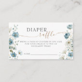 Blue Preppy Flowers Baby Shower Diaper Raffle Begleitkarte (Vorderseite)