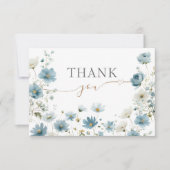 Blue Preppy Flowers Watercolor Baby Shower Dankeskarte (Vorderseite)