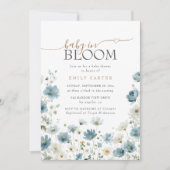 Blue Preppy Flowers Watercolor Baby Shower Einladung (Vorderseite)