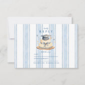 Blue Preschool Teddy Bear Abschluss RSVP Karte (Vorderseite)