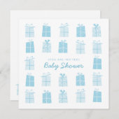 Blue Presents (Boy) Baby Shower Einladung (Vorne/Hinten)