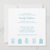 Blue Presents (Boy) Baby Shower Einladung (Rückseite)