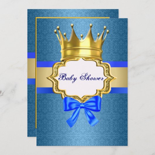 Blue Prince Baby Dusche Einladung (Vorne/Hinten)