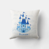 Blue Princess Castle Personalisiert Girly Kissen (Rückseite)