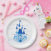 Blue Princess Castle Personalisiert Girly Pappteller (Party)