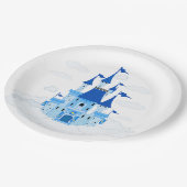 Blue Princess Castle Personalisiert Girly Pappteller (Schrägansicht)