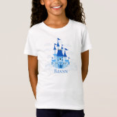 Blue Princess Castle Personalisiert Girly T-Shirt (Vorderseite)