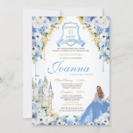 Blue Princess Cinderella Royal Quinceanera /6 Einladung