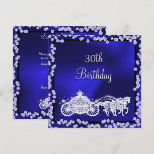 Blue Princess Coach & Horses 30. Geburtstag Einladung