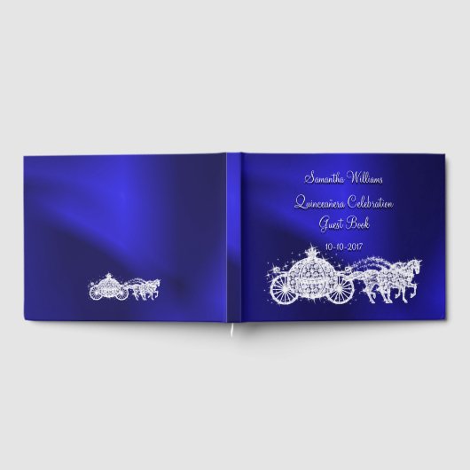 Blue Princess Coach & Horses Quinceañera Gästebuch (Voll)