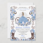 Blue Princess Dress & Boots Quinceañera Einladung (Vorderseite)