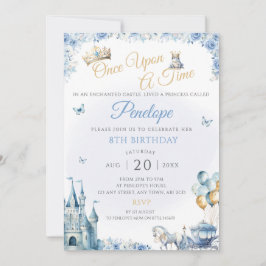 Blue Princess Geburtstagsparty lädt Fairy Tale ein Einladung