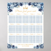 Blue Princess Quinceañera 15 Tische Sitzplan Poster (Vorne)