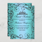 Blue Princess Sweet 16 Birthday Einladung (Vorne/Hinten)