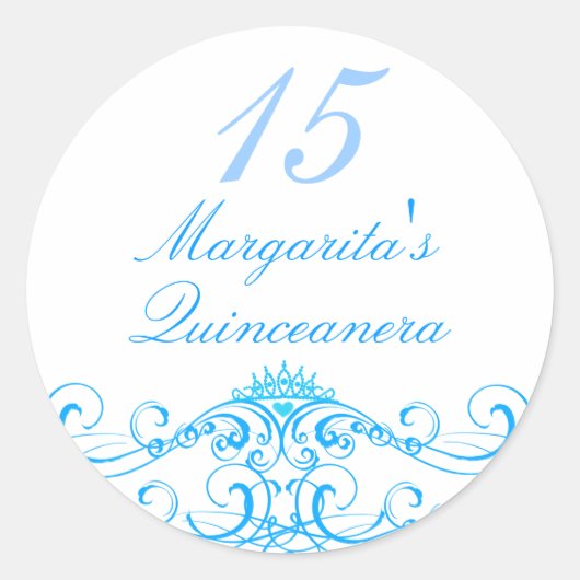 Blue Princess Tiara Quinceanera Sticker (Vorderseite)