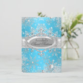 Blue Princess Winter Wonderland Sweet 16 Einladung (Stehend Vorderseite)