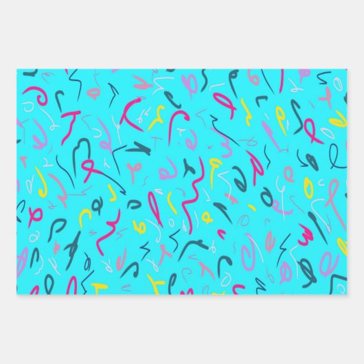 Blue Print mit 90ern Vibes Geschenkpapier Set (Vorderseite 2)