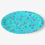 Blue Print mit 90ern Vibes Pappteller (Schrägansicht)