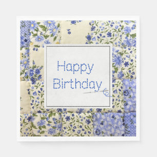 Blue Print Quilt zum Geburtstag mit Nadel Serviette
