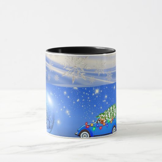 Blue Pristine Snowflakes Tasse für Vater (Zentrum)