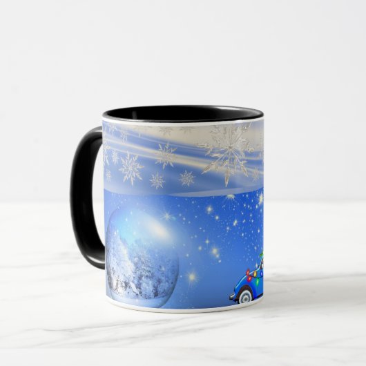 Blue Pristine Snowflakes Tasse für Vater (Vorderseite Links)