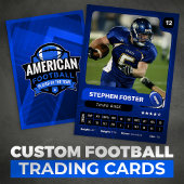 Blue Pro American Football Player Trading Card Telefonnummerkarte