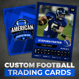 Blue Pro American Football Player Trading Card Telefonnummerkarte