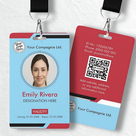Blue Professional Company ID Card Badge Ausweis