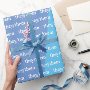 Blue Pronoun Sie/sie Geschenkpapier