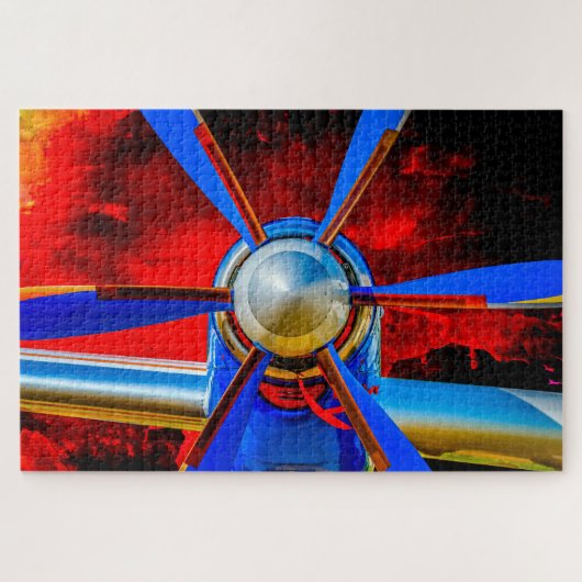 Blue Propeller, Red Sky Puzzle (Horizontal)
