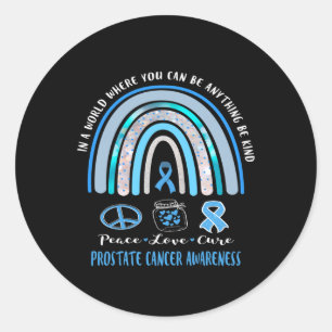Blue Prostate Cancer Peace Liebe heilen T-Shirt in Runder Aufkleber