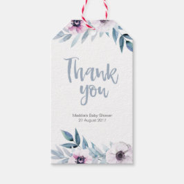 Blue Pruple floral vielen Dank Tags | Gefallen-Tag Geschenkanhänger