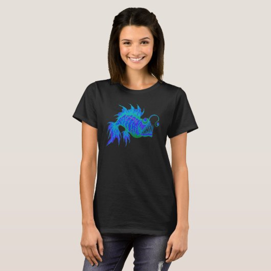 Blue Psychedelic Anglerfish  Deep Sea Angler Fish T-Shirt (Vorne ganz)