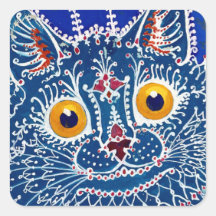 Blue Psychedelic Cat Art von Louis Wain