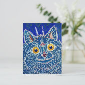 Blue Psychedelic Cat Louis Wain Postkarte (Stehend Vorderseite)