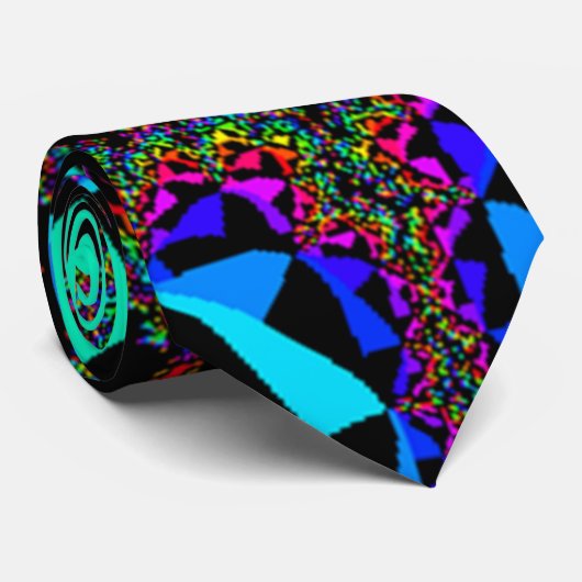 Blue Psychedelic Fraktal Quasar Krawatte (Gerollt)